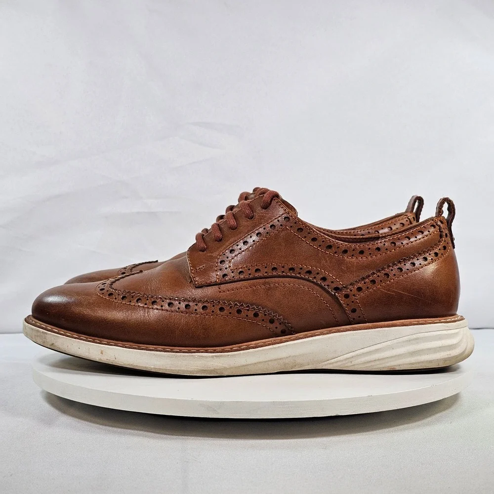 Cole Haan Grand.OS Mens 8.5 M British Tan Leather Wingtip Oxford Shoes C26930